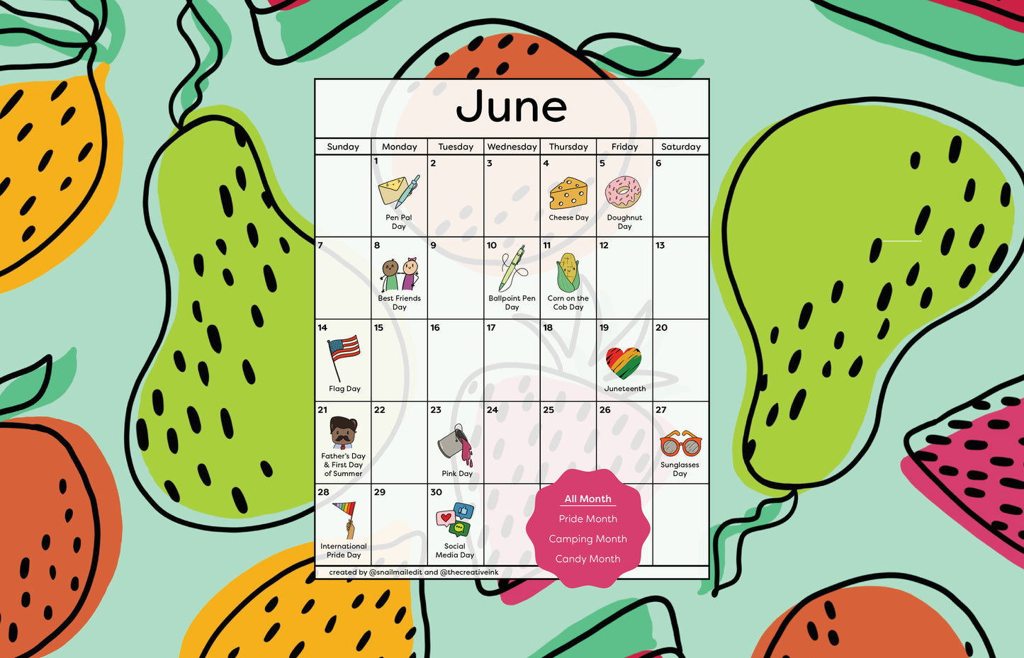 June 2026 Desktop Calendar - Digital Download