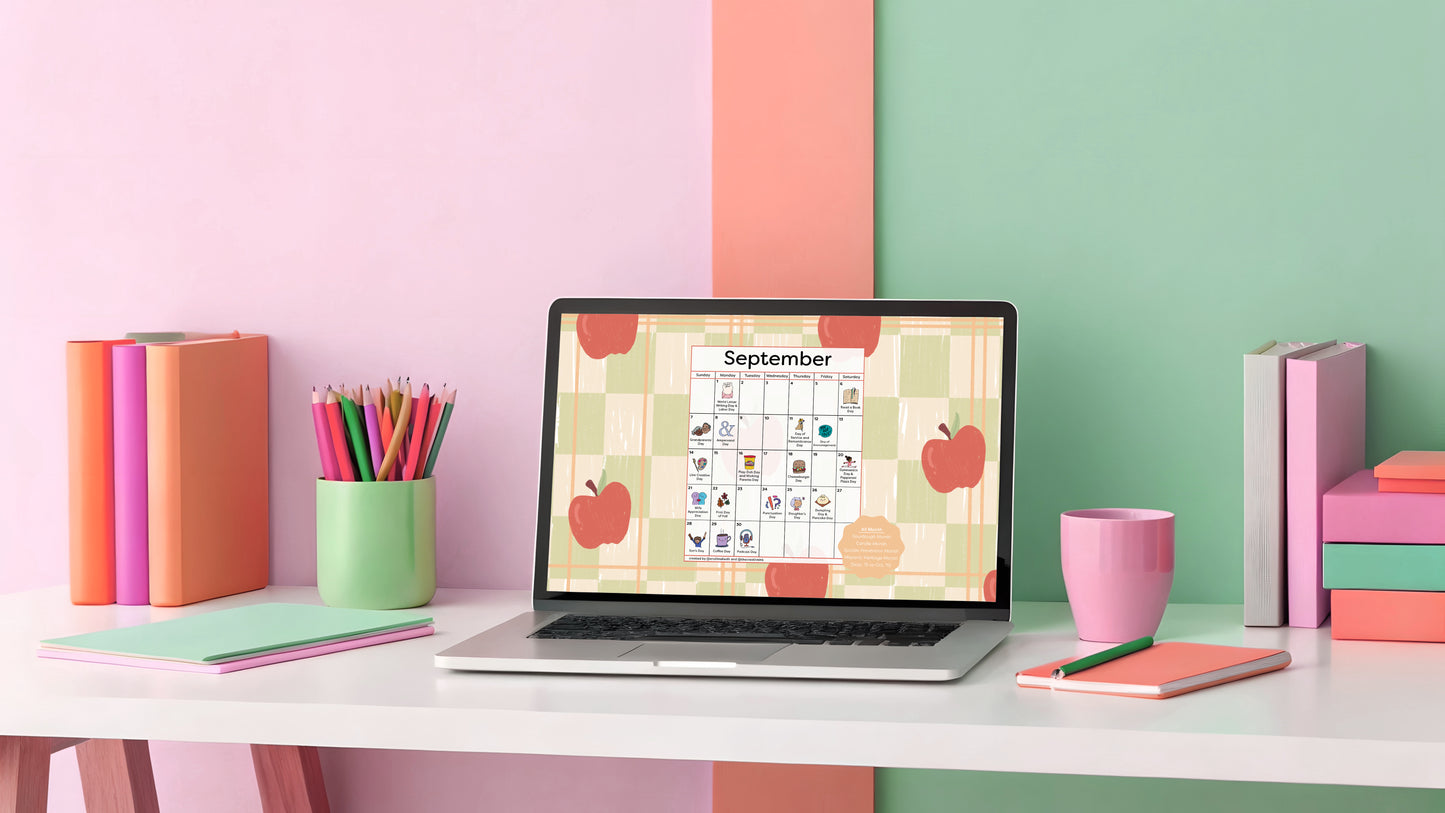 September 2025 Desktop Calendar - Digital Download