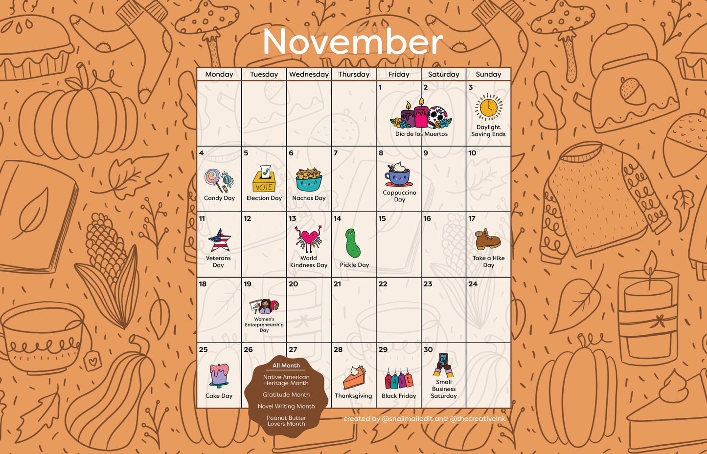 November 2024 Desktop Calendar - Digital Download