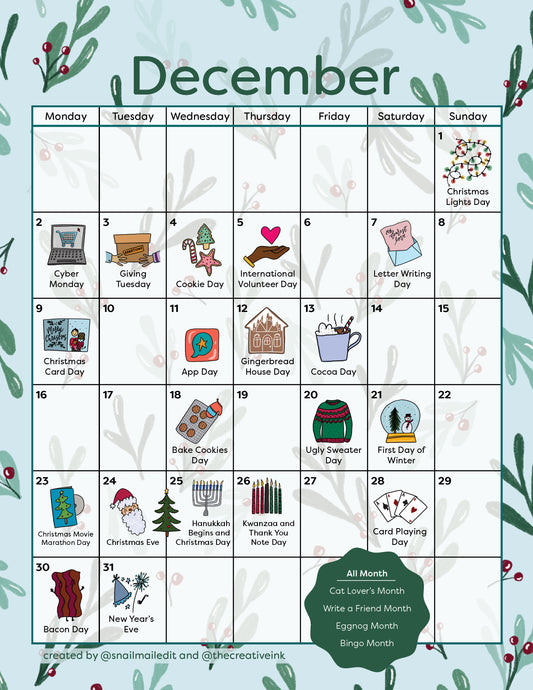 December 2024 Calendar - Digital Download