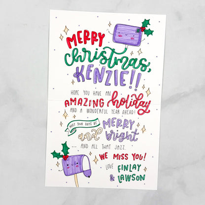 Wishing You a Happy Holidays Purple Mail Card