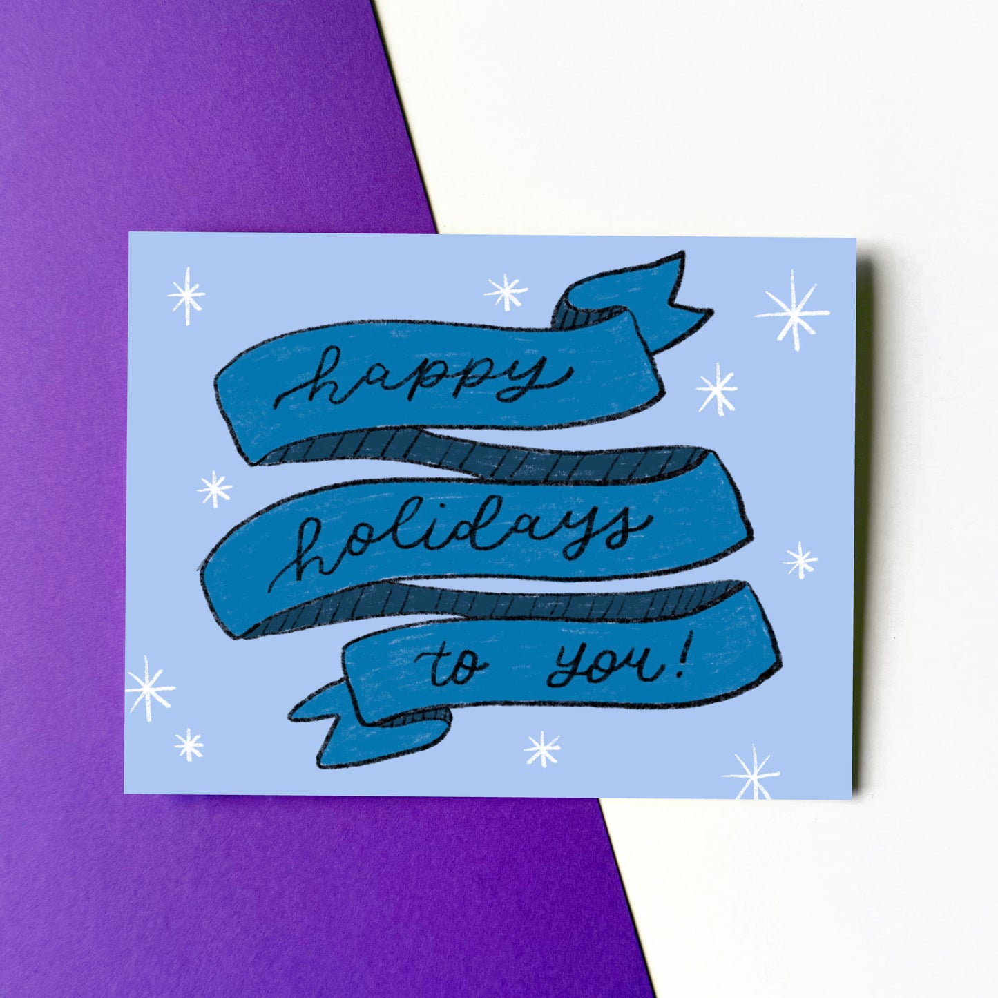 Happy Holidays Blue Ribbon