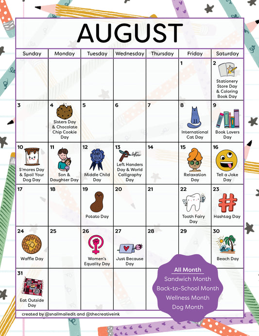August 2025 Calendar - Digital Download