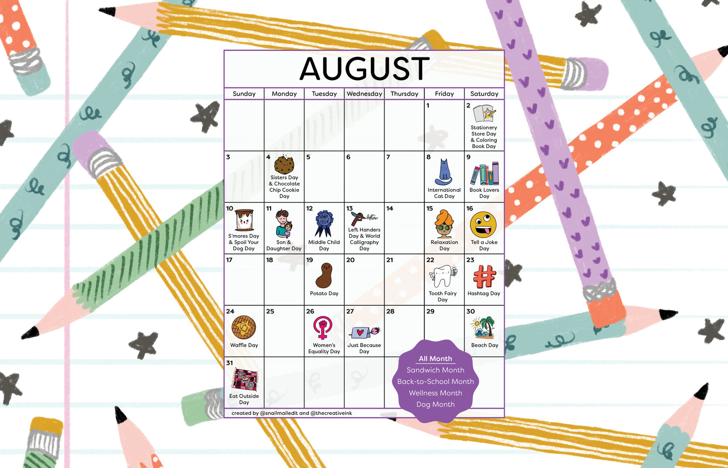 August 2025 Desktop Calendar - Digital Download