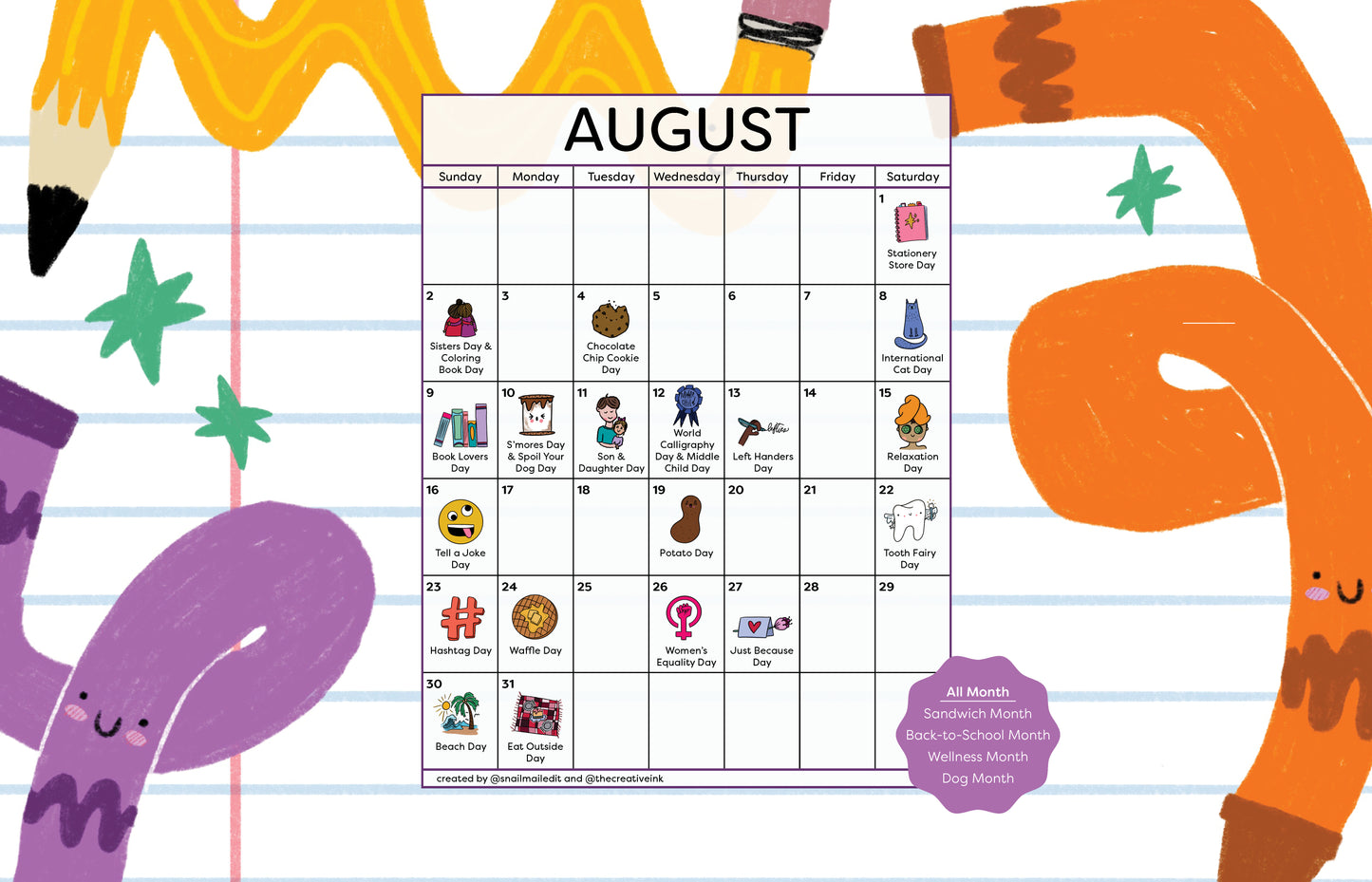 August 2026 Desktop Calendar - Digital Download