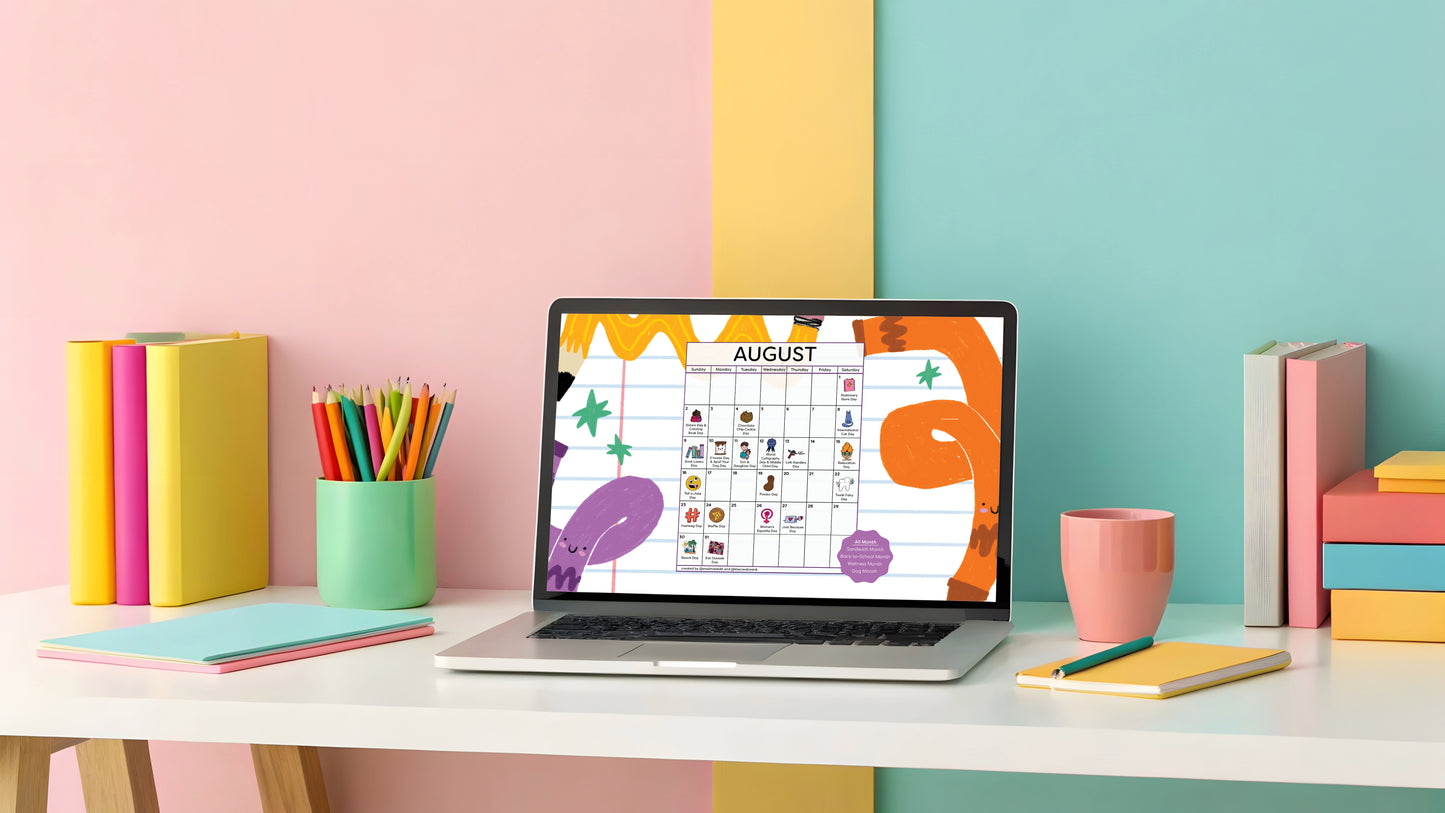 August 2026 Desktop Calendar - Digital Download