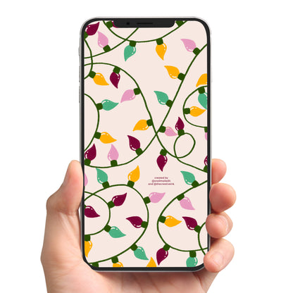 December 2025 Phone Wallpaper - Christmas Lights - Digital Download