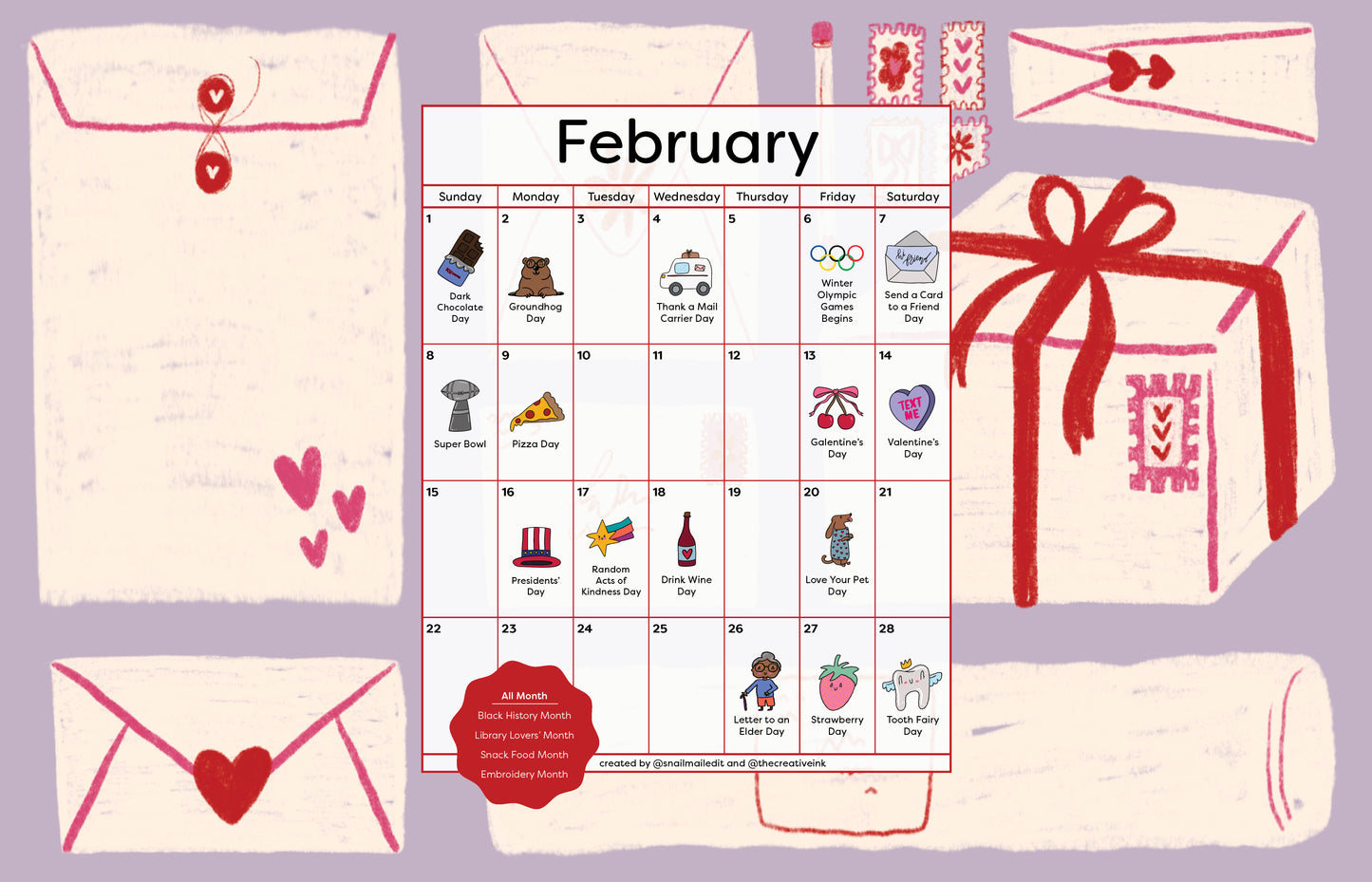February 2026 Desktop Calendar - Digital Download