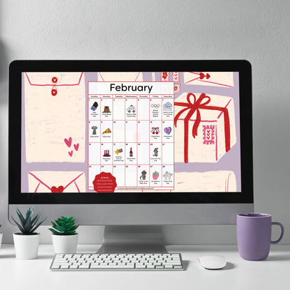 February 2026 Desktop Calendar - Digital Download
