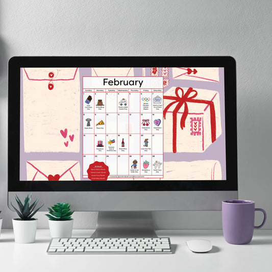 February 2026 Desktop Calendar - Digital Download