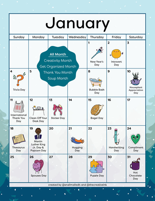 January 2026 Calendar - Digital Download