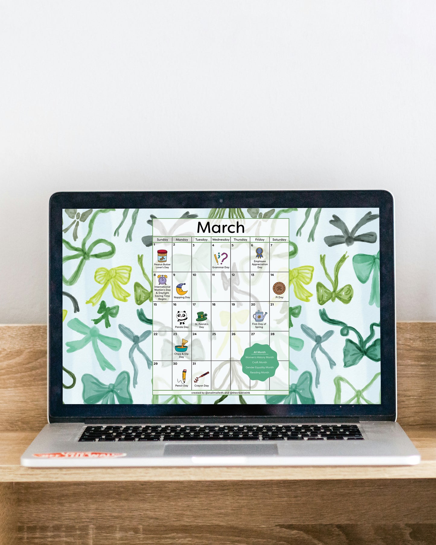 March 2026 Desktop Calendar - Digital Download