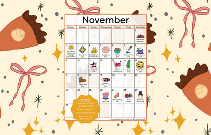 November 2025 Desktop Calendar - Digital Download