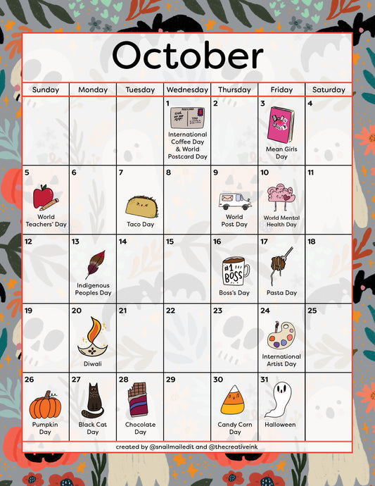 October 2025 Calendar - Digital Download